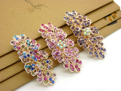 正品精美发饰合金锆石弹簧夹 爱心树叶皇冠凤凰发夹顶夹弹簧夹(大号)