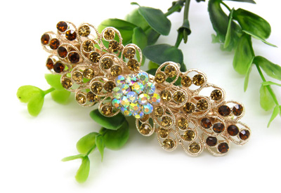 正品精美发饰合金锆石弹簧夹 爱心树叶皇冠凤凰发夹顶夹弹簧夹(大号)