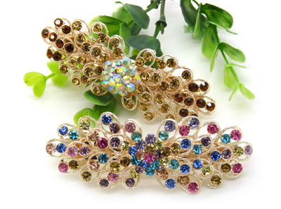 正品精美发饰合金锆石弹簧夹 爱心树叶皇冠凤凰发夹顶夹弹簧夹(大号)