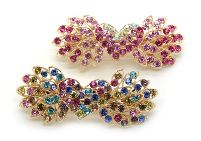 正品精美发饰合金锆石弹簧夹 爱心树叶皇冠凤凰发夹顶夹弹簧夹(大号)