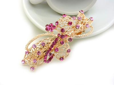 正品精美发饰合金锆石弹簧夹 爱心树叶皇冠凤凰发夹顶夹弹簧夹(大号)