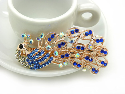 发夹韩国发饰品 盘发卡子顶夹新娘头饰韩版水钻弹簧夹流行美饰 -合金水钻弹簧夹