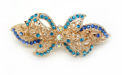 发夹韩国发饰品 盘发卡子顶夹新娘头饰韩版水钻弹簧夹流行美饰 -合金水钻弹簧夹