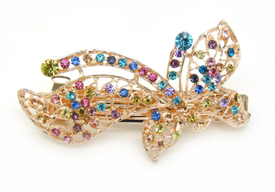 发夹韩国发饰品 盘发卡子顶夹新娘头饰韩版水钻弹簧夹流行美饰 -合金水钻弹簧夹