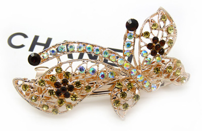 发夹韩国发饰品 盘发卡子顶夹新娘头饰韩版水钻弹簧夹流行美饰 -合金水钻弹簧夹