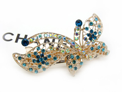 发夹韩国发饰品 盘发卡子顶夹新娘头饰韩版水钻弹簧夹流行美饰 -合金水钻弹簧夹