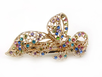 发夹韩国发饰品 盘发卡子顶夹新娘头饰韩版水钻弹簧夹流行美饰 -合金水钻弹簧夹