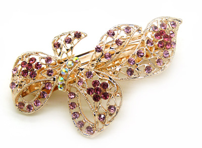 发夹韩国发饰品 盘发卡子顶夹新娘头饰韩版水钻弹簧夹流行美饰 -合金水钻弹簧夹