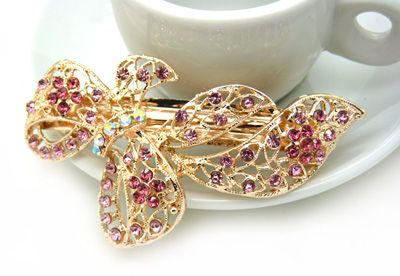 发夹韩国发饰品 盘发卡子顶夹新娘头饰韩版水钻弹簧夹流行美饰 -合金水钻弹簧夹