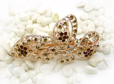 发夹韩国发饰品 盘发卡子顶夹新娘头饰韩版水钻弹簧夹流行美饰 -合金水钻弹簧夹