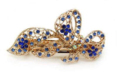 发夹韩国发饰品 盘发卡子顶夹新娘头饰韩版水钻弹簧夹流行美饰 -合金水钻弹簧夹