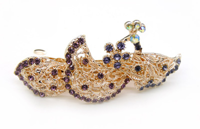 韩版气质彩色头饰发饰 高档合金水晶水钻弹簧夹 -时尚弹簧夹