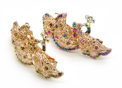 韩版气质彩色头饰发饰 高档合金水晶水钻弹簧夹 -时尚弹簧夹