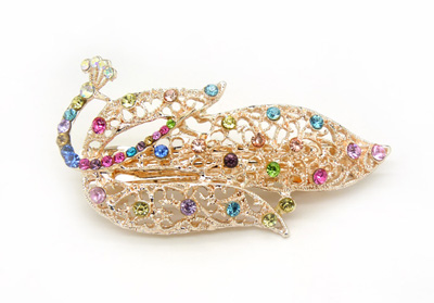 韩版气质彩色头饰发饰 高档合金水晶水钻弹簧夹 -时尚弹簧夹