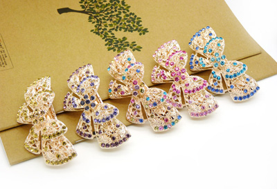 韩版气质彩色头饰发饰 高档合金水晶水钻弹簧夹 -时尚弹簧夹