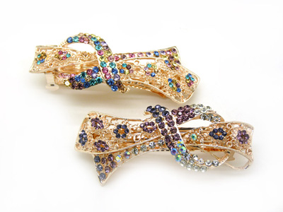 漂亮大横夹 马尾夹水钻弹簧对夹水晶发饰 合金镶钻头花发卡 -魅力弹簧夹