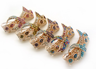 漂亮大横夹 马尾夹水钻弹簧对夹水晶发饰 合金镶钻头花发卡 -魅力弹簧夹