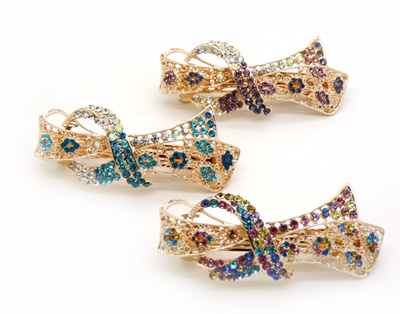 漂亮大横夹 马尾夹水钻弹簧对夹水晶发饰 合金镶钻头花发卡 -魅力弹簧夹