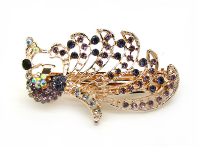 漂亮大横夹 马尾夹水钻弹簧对夹水晶发饰 合金镶钻头花发卡 -魅力弹簧夹