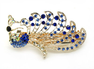 漂亮大横夹 马尾夹水钻弹簧对夹水晶发饰 合金镶钻头花发卡 -魅力弹簧夹