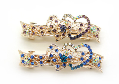 漂亮大横夹 马尾夹水钻弹簧对夹水晶发饰 合金镶钻头花发卡 -魅力弹簧夹