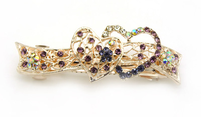 漂亮大横夹 马尾夹水钻弹簧对夹水晶发饰 合金镶钻头花发卡 -魅力弹簧夹