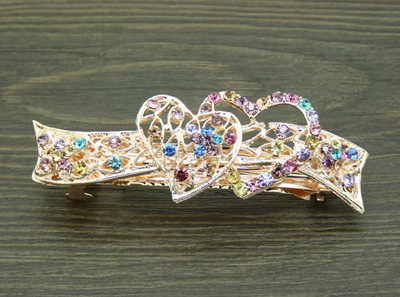 漂亮大横夹 马尾夹水钻弹簧对夹水晶发饰 合金镶钻头花发卡 -魅力弹簧夹