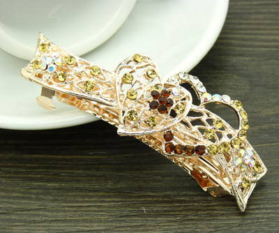 漂亮大横夹 马尾夹水钻弹簧对夹水晶发饰 合金镶钻头花发卡 -魅力弹簧夹