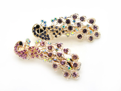 漂亮大横夹 马尾夹水钻弹簧对夹水晶发饰 合金镶钻头花发卡 -魅力弹簧夹