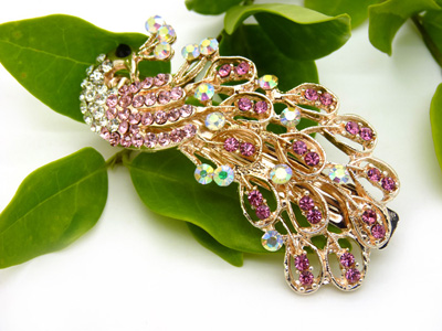 新款韩版 高端时尚彩钻凤凰弹簧夹女发夹发卡顶夹 -合金弹簧夹B8-2-3