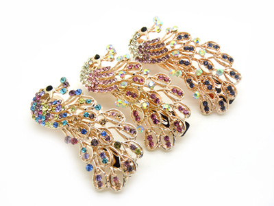 新款韩版 高端时尚彩钻凤凰弹簧夹女发夹发卡顶夹 -合金弹簧夹B8-2-3