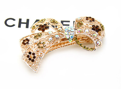 高端精品发饰 韩版头饰发饰钻石合金弹簧一字夹 蝴蝶结甜美发夹 -合金弹簧夹B9-2-2