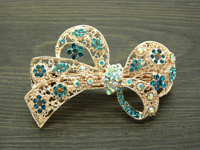 高端精品发饰 韩版头饰发饰钻石合金弹簧一字夹 蝴蝶结甜美发夹 -合金弹簧夹B9-2-2