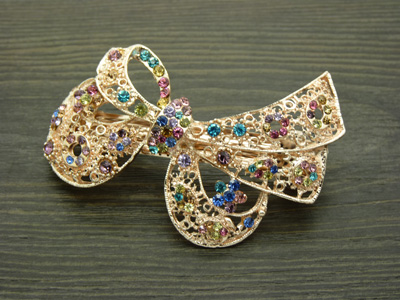 高端精品发饰 韩版头饰发饰钻石合金弹簧一字夹 蝴蝶结甜美发夹 -合金弹簧夹B9-2-2