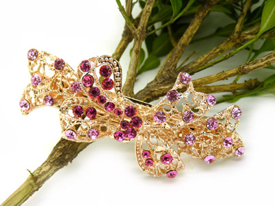 高端精品发饰 韩版头饰发饰钻石合金弹簧一字夹 蝴蝶结甜美发夹 -合金弹簧夹B9-2-2