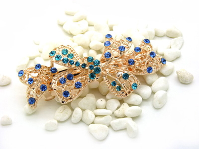 高端精品发饰 韩版头饰发饰钻石合金弹簧一字夹 蝴蝶结甜美发夹 -合金弹簧夹B9-2-2