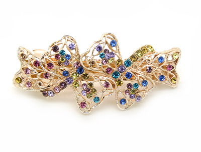 高端精品发饰 韩版头饰发饰钻石合金弹簧一字夹 蝴蝶结甜美发夹 -合金弹簧夹B9-2-2