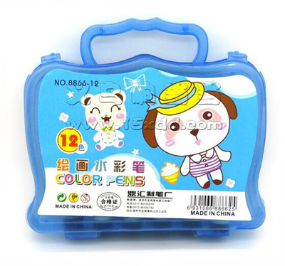 文具学习用品 宝宝水彩笔绘画套装礼盒 -12色盒装水彩笔（8866-12）B27-4-2