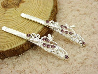 韩版水钻发卡一字夹 合金对夹刘海夹 弯夹发卡 正品镶钻发饰头饰 -合金对夹B3-1-5