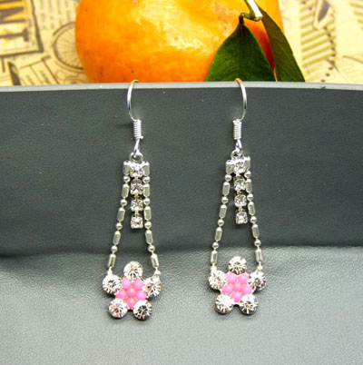 镀银耳环水钻靓女气质流苏耳坠女款耳饰防过敏 耳环长款女