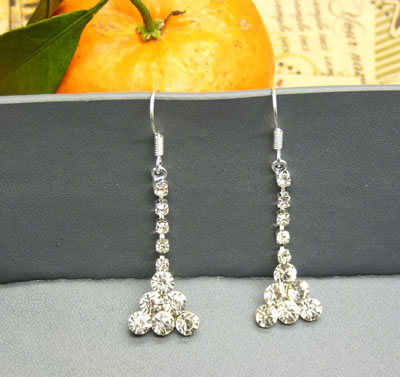 镀银耳环水钻靓女气质流苏耳坠女款耳饰防过敏 耳环长款女