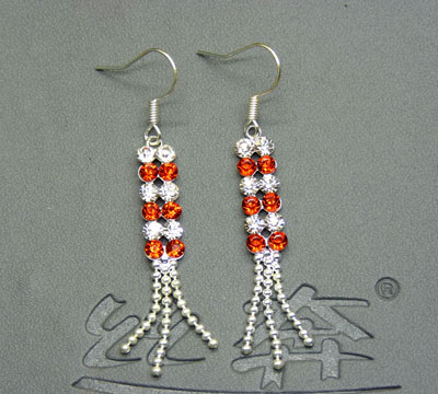 镀银耳环水钻靓女气质流苏耳坠女款耳饰防过敏 耳环长款女	