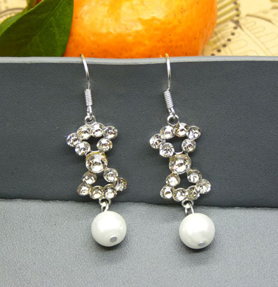 镀银耳环水钻靓女气质流苏耳坠女款耳饰防过敏 耳环长款女