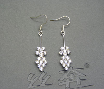 镀银耳环水钻靓女气质流苏耳坠女款耳饰防过敏 耳环长款女