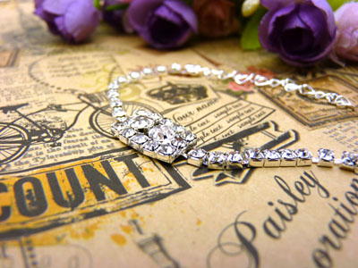 925纯银手链 女 水晶 情侣银首饰品手链子B6-4-4