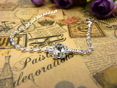 925纯银手链 女 水晶 情侣银首饰品手链子B6-4-4