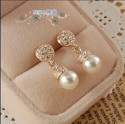 10元店爆款韩版锆石耳环 日韩精致时尚气质水钻耳钉耳环耳挂 女防过敏耳饰品（B4-1-4）