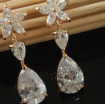 10元店爆款韩版锆石耳环 日韩精致时尚气质水钻耳钉耳环耳挂 女防过敏耳饰品（B4-1-4）