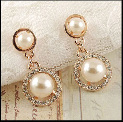 10元店爆款韩版锆石耳环 日韩精致时尚气质水钻耳钉耳环耳挂 女防过敏耳饰品（B4-1-4）