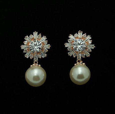 10元店爆款韩版锆石耳环 日韩精致时尚气质水钻耳钉耳环耳挂 女防过敏耳饰品（B4-1-4）